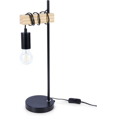 Trends4You Lampa stołowa czarna nocna na szafkę lampka metalowa drewniana loftowa 51 cm Trends4You Lampa stołowa czarna nocna na szafkę lampka metalowa drewniana loftowa 51 cm