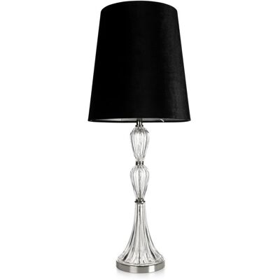 Eurofirany Lampa stołowa do salonu czarna ROBI z kryształową podstawą i matowym abażurem Eurofirany Lampa stołowa do salonu czarna ROBI z kryształową podstawą i matowym abażurem