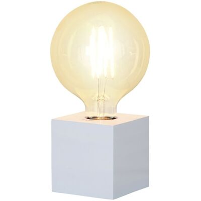 STAR TRADING Lampa stołowa drewniana E27 KUB biały STAR TRADING Lampa stołowa drewniana E27 KUB biały