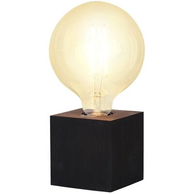 STAR TRADING Lampa stołowa drewniana E27 KUB czarny STAR TRADING Lampa stołowa drewniana E27 KUB czarny