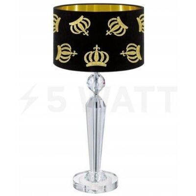 Lampa stołowa Gloockler by EGLO czarna z kryształowymi srebrnymi koronami Lampa stołowa Gloockler by EGLO czarna z kryształowymi srebrnymi koronami