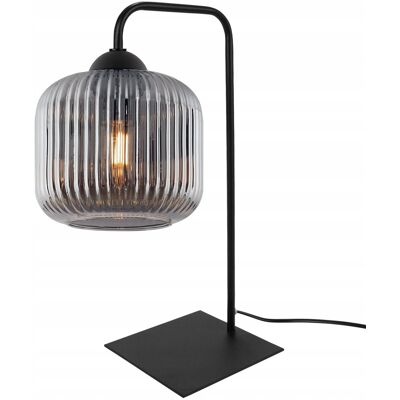 inna (Inny) LAMPA STOŁOWA LAMPKA NOCNA GRAFITOWA DO SYPIALNI GLAMOUR RYFLOWANE SZKŁO inna (Inny) LAMPA STOŁOWA LAMPKA NOCNA GRAFITOWA DO SYPIALNI GLAMOUR RYFLOWANE SZKŁO