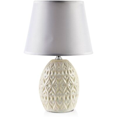 Mondex Lampa stołowa lampka nocna LETI BEIGE 10x6,5xh33 cm biało-beżowa Mondex Lampa stołowa lampka nocna LETI BEIGE 10x6,5xh33 cm biało-beżowa