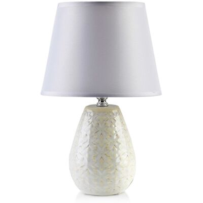 Mondex Lampa stołowa lampka nocna LETI BEIGE 12x10xh30 cm beżowo-biała Mondex Lampa stołowa lampka nocna LETI BEIGE 12x10xh30 cm beżowo-biała