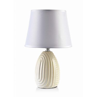 Mondex Lampa stołowa lampka nocna LETI BEIGE 9x10xh33 cm beżowo-biała Mondex Lampa stołowa lampka nocna LETI BEIGE 9x10xh33 cm beżowo-biała