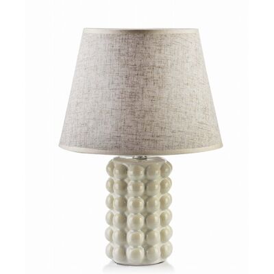Mondex Lampa stołowa lampka nocna LETI BUBBLE 9,5x9,5xh31cm biała +bezowy klosz Mondex Lampa stołowa lampka nocna LETI BUBBLE 9,5x9,5xh31cm biała +bezowy klosz