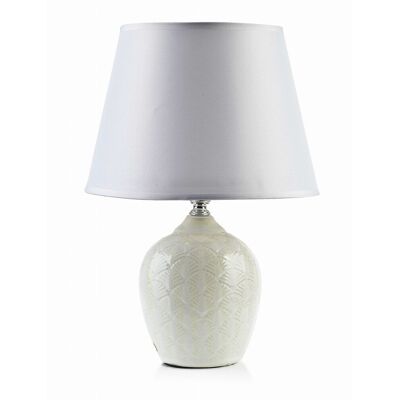 Mondex Lampa stołowa lampka nocna LETI NATURAL 12x9xh30 cm beżowo-biała Mondex Lampa stołowa lampka nocna LETI NATURAL 12x9xh30 cm beżowo-biała