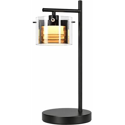 Lampa stołowa LED NETTLIFE z kablem, czarna lampka nocna ze szkła dymionego i metalu, nowoczesne, ciepłe światło do salonu, sypialni, biura, korytarza Lampa stołowa LED NETTLIFE z kablem, czarna lampka nocna ze szkła dymionego i metalu, nowoczesne, ciepłe światło do salonu, sypialni, biura, korytarza