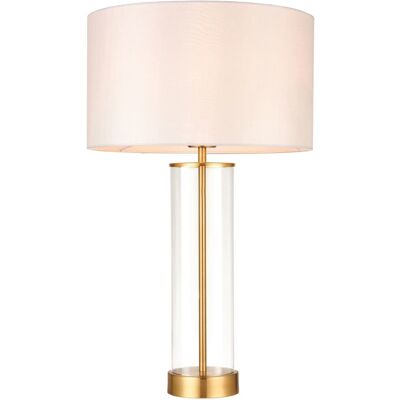 Lampa na Stol z Dotykowym ściemniaczem Złote Szkło i Biała Sztuczna Jedwabna Osłona Nowoczesna Lampa na Stol z Dotykowym ściemniaczem Złote Szkło i Biała Sztuczna Jedwabna Osłona Nowoczesna