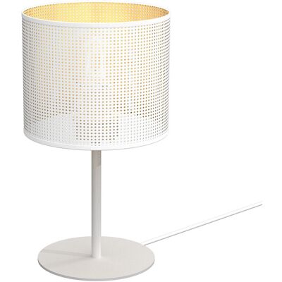 Lampa stołowa loftowa biała abażur Ø18cm siateczka ze złotym wnętrzem Loft shade 1xE27 15W Luminex Lampa stołowa loftowa biała abażur Ø18cm siateczka ze złotym wnętrzem Loft shade 1xE27 15W Luminex