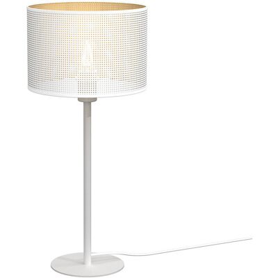 Lampa stołowa loftowa biała abażur Ø25cm siateczka ze złotym wnętrzem Loft shade 1xE27 15W Luminex Lampa stołowa loftowa biała abażur Ø25cm siateczka ze złotym wnętrzem Loft shade 1xE27 15W Luminex