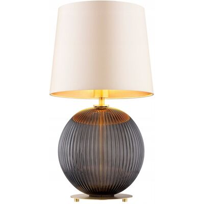 Lampa Stołowa Mosiądz Szczotkowany Szkło Dymne E27 Hamilton Argon Lampa Stołowa Mosiądz Szczotkowany Szkło Dymne E27 Hamilton Argon