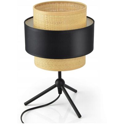 Luxolar Lampa stołowa, nocna ABAŻUR Rattan Czarna Biała Luxolar Lampa stołowa, nocna ABAŻUR Rattan Czarna Biała