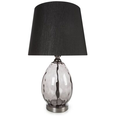 Eurofirany Lampa stołowa nocna czarna MAYA z podstawą z dymionego szkła Eurofirany Lampa stołowa nocna czarna MAYA z podstawą z dymionego szkła