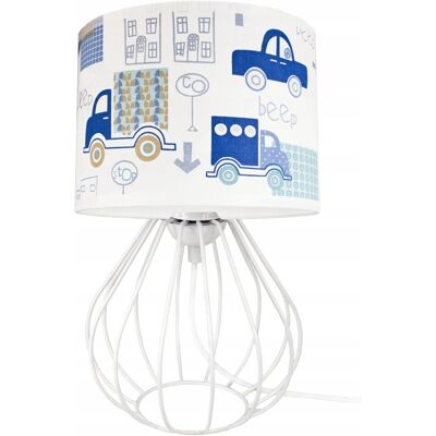 Inny producent Lampa stołowa nocna na stolik abażur AUTKA niebieska do pokoju dziecka led Inny producent Lampa stołowa nocna na stolik abażur AUTKA niebieska do pokoju dziecka led