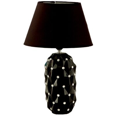 Inny producent Lampa Stołowa Nocna Z Cyrkoniami Czarna Z Czarnym Kloszem Glamour 47 Cm Inny producent Lampa Stołowa Nocna Z Cyrkoniami Czarna Z Czarnym Kloszem Glamour 47 Cm