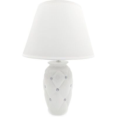 Inny producent Lampa stołowa nocna z kryształkami biała glamour 43 cm Inny producent Lampa stołowa nocna z kryształkami biała glamour 43 cm