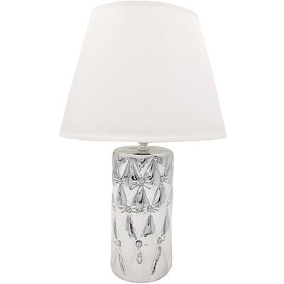 Inny producent Lampa stołowa nocna z kryształkami srebrna z białym kloszem glamour 44 cm Inny producent Lampa stołowa nocna z kryształkami srebrna z białym kloszem glamour 44 cm