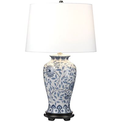 Lampa stołowa porcelanowa biała z niebieskie kwiaty modern Ying E27 60W Elstead Lampa stołowa porcelanowa biała z niebieskie kwiaty modern Ying E27 60W Elstead
