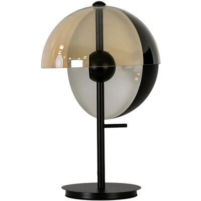 Lampa stołowa z bursztynowego szkła fumé oraz czarnej i białej stali z podstawą z czarnej stali 8112 ANGEL CERDA Lampa stołowa z bursztynowego szkła fumé oraz czarnej i białej stali z podstawą z czarnej stali 8112 ANGEL CERDA