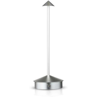 Interlook Lampa stołowa z wbudowanym akumulatorem Lampa nocna z trzema barwami świecenia Nastrojowa lampka do hotelu, restauracji HJA32-SILVER Interlook Lampa stołowa z wbudowanym akumulatorem Lampa nocna z trzema barwami świecenia Nastrojowa lampka do hotelu, restauracji HJA32-SILVER