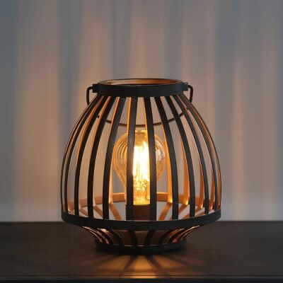 Inny producent Lampa stołowa zasilana bateriami, czarna metalowa lampa stołowa styl klatki Inny producent Lampa stołowa zasilana bateriami, czarna metalowa lampa stołowa styl klatki
