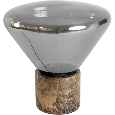 Lampa stołowa ze szkła fumé z efektem lustra w kolorze szarym i marmuru porcelanowego 8115 ANGEL CERDA Lampa stołowa ze szkła fumé z efektem lustra w kolorze szarym i marmuru porcelanowego 8115 ANGEL CERDA