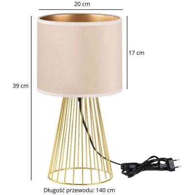 Tornado Lights Lampa stołowa złota glamour z abażurem welurowym beżowo-złotym Tornado Lights Lampa stołowa złota glamour z abażurem welurowym beżowo-złotym