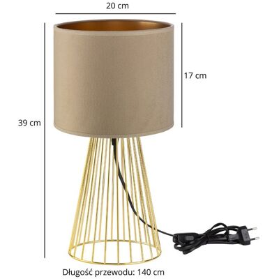 Tornado Lights Lampa stołowa złota glamour z abażurem welurowym cappuccino-złotym Tornado Lights Lampa stołowa złota glamour z abażurem welurowym cappuccino-złotym