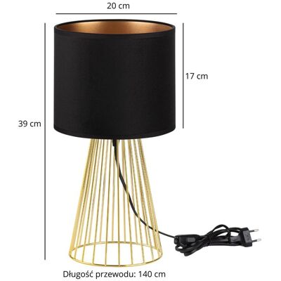 Inny producent Lampa stołowa złota glamour z abażurem welurowym czarno-złotym Inny producent Lampa stołowa złota glamour z abażurem welurowym czarno-złotym