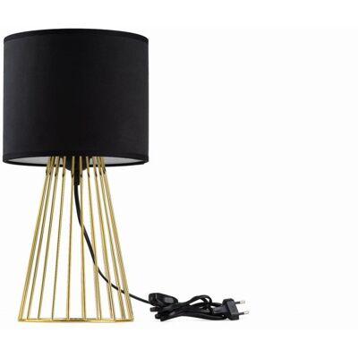 Inny producent Lampa stołowa złota glamour z abażurem welurowym czarnym Inny producent Lampa stołowa złota glamour z abażurem welurowym czarnym