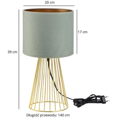 Inny producent Lampa stołowa złota glamour z abażurem welurowym szałwiowo-złotym Inny producent Lampa stołowa złota glamour z abażurem welurowym szałwiowo-złotym
