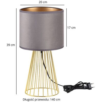 Tornado Lights Lampa stołowa złota glamour z abażurem welurowym szaro-złotym Tornado Lights Lampa stołowa złota glamour z abażurem welurowym szaro-złotym