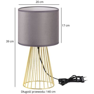 Inny producent Lampa stołowa złota glamour z abażurem welurowym szarym Inny producent Lampa stołowa złota glamour z abażurem welurowym szarym