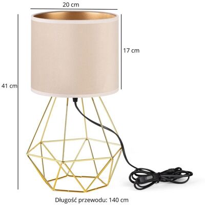 Inny producent Lampa stołowa złota loft z abażurem welurowym beżowo-złotym Inny producent Lampa stołowa złota loft z abażurem welurowym beżowo-złotym