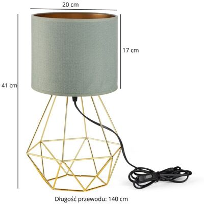 Inny producent Lampa stołowa złota loft z abażurem welurowym szałwiowo-złotym Inny producent Lampa stołowa złota loft z abażurem welurowym szałwiowo-złotym