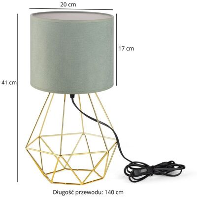 Inny producent Lampa stołowa złota loft z abażurem welurowym szałwiowym Inny producent Lampa stołowa złota loft z abażurem welurowym szałwiowym