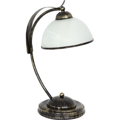 Lampa stołowa złota patyna biały szklany klosz Korfu 1xE27 15W Luminex Lampa stołowa złota patyna biały szklany klosz Korfu 1xE27 15W Luminex