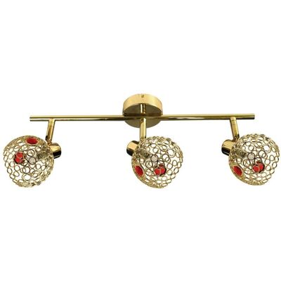 Candellux Lighting Lampa Sufitowa 3Xg9 Mosiądz+Czerwony Aron 93-12203 Candellux Lighting Lampa Sufitowa 3Xg9 Mosiądz+Czerwony Aron 93-12203