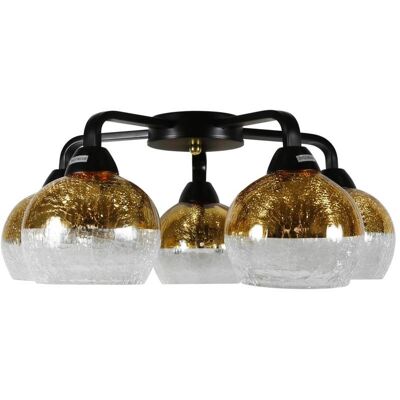 Candellux Lighting Lampa sufitowa czarno-złota szklane klosze 5x60W Cromina Gold Candellux 98-57297 Candellux Lighting Lampa sufitowa czarno-złota szklane klosze 5x60W Cromina Gold Candellux 98-57297