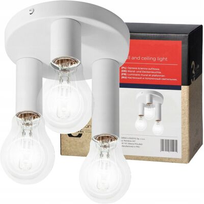 Adviti Lampa Sufitowa LED Wisząca Okrągła 3x E27 Biała Adviti Lampa Sufitowa LED Wisząca Okrągła 3x E27 Biała