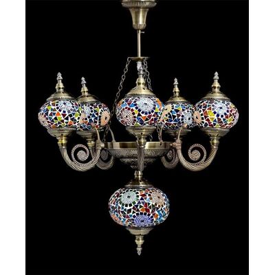 Hanipol Lampa sufitowa - sześć kloszy, wielokolorowe Hanipol Lampa sufitowa - sześć kloszy, wielokolorowe