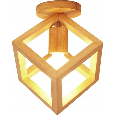 Inny producent Lampa sufitowa w stylu retro, geometryczna, vintage z drewna, E27, 16 cm Inny producent Lampa sufitowa w stylu retro, geometryczna, vintage z drewna, E27, 16 cm