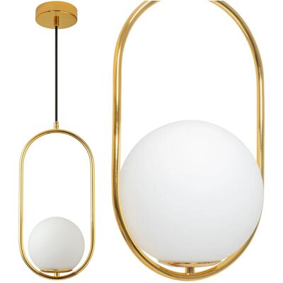 Zolta Lampa sufitowa wisząca żyrandol do salonu kula mleczna złota regulowana Zolta Lampa sufitowa wisząca żyrandol do salonu kula mleczna złota regulowana