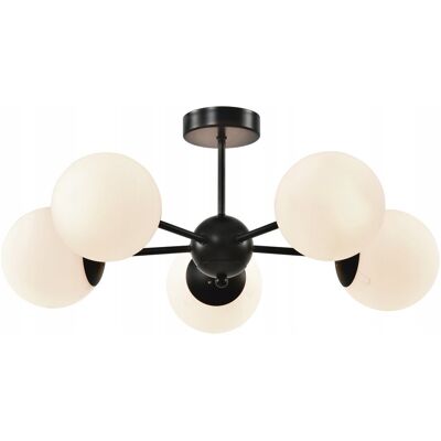Inny producent Lampa Wisząca CALARI 5x40W E14 Czarna Białe Klosze Kule Pięcioramienna Inny producent Lampa Wisząca CALARI 5x40W E14 Czarna Białe Klosze Kule Pięcioramienna