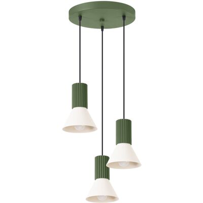 Lampa wisząca ESTRIA 3P beżowa/zielona oliwka stożek regulacja zawiesia, świeci w dół SL.1873 Sollux Lighting Lampa wisząca ESTRIA 3P beżowa/zielona oliwka stożek regulacja zawiesia, świeci w dół SL.1873 Sollux Lighting