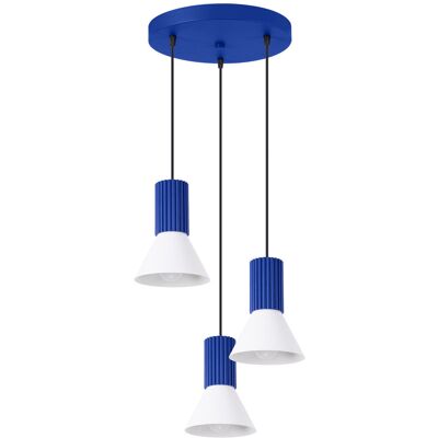 Lampa wisząca ESTRIA 3P biała/ultramaryna stożek regulacja zawiesia, świeci w dół SL.1875 Sollux Lighting Lampa wisząca ESTRIA 3P biała/ultramaryna stożek regulacja zawiesia, świeci w dół SL.1875 Sollux Lighting