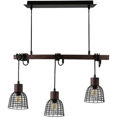 Inny producent Lampa Wisząca Industrialna 3 Punktowa Stylowa Metal Drewno Czarna 65 cm Inny producent Lampa Wisząca Industrialna 3 Punktowa Stylowa Metal Drewno Czarna 65 cm