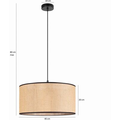 Tornado Lampa Wisząca Pojedyncza Z Abażurem 40 Cm Jutowym Beżowo-Czarnym Rustykalna Tornado Lampa Wisząca Pojedyncza Z Abażurem 40 Cm Jutowym Beżowo-Czarnym Rustykalna