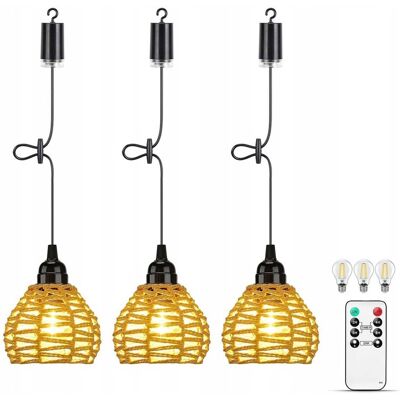 Bezmarkowe LAMPA WISZĄCA RATTAN zestaw 3 sztuk lampy zewnętrzne ogrodowe na baterie Bezmarkowe LAMPA WISZĄCA RATTAN zestaw 3 sztuk lampy zewnętrzne ogrodowe na baterie